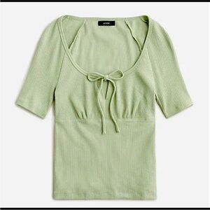 NWT J. Crew black ribbed bodice style bust keyhole tie front closure sexy sz LG